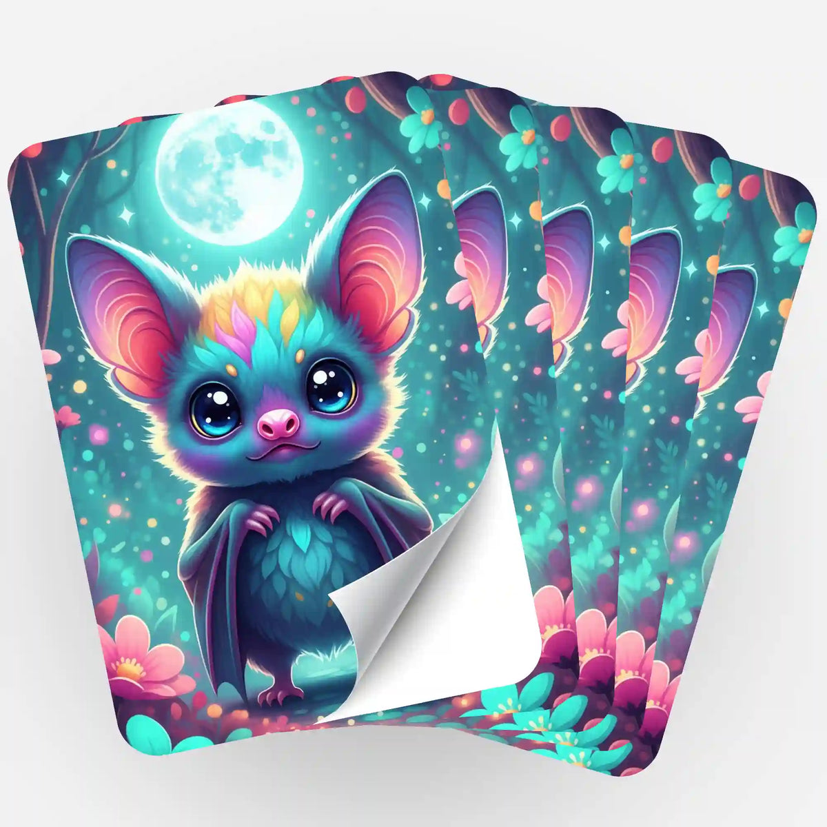 5er-Set Freddy Fledermaus Sticker für Diamond Painting und Malen nach Zahlen Organisation in buntem Design