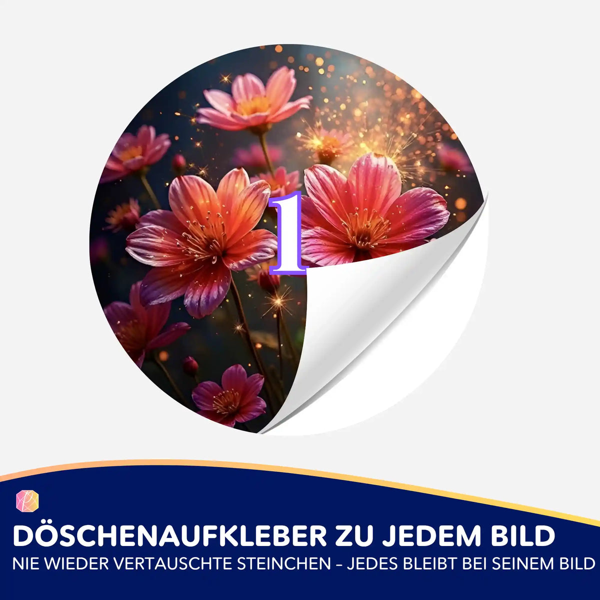 Bunte Flower Sparkle Döschenaufkleber für Diamond Painting zur einfachen Sortierung der Diamanten.
