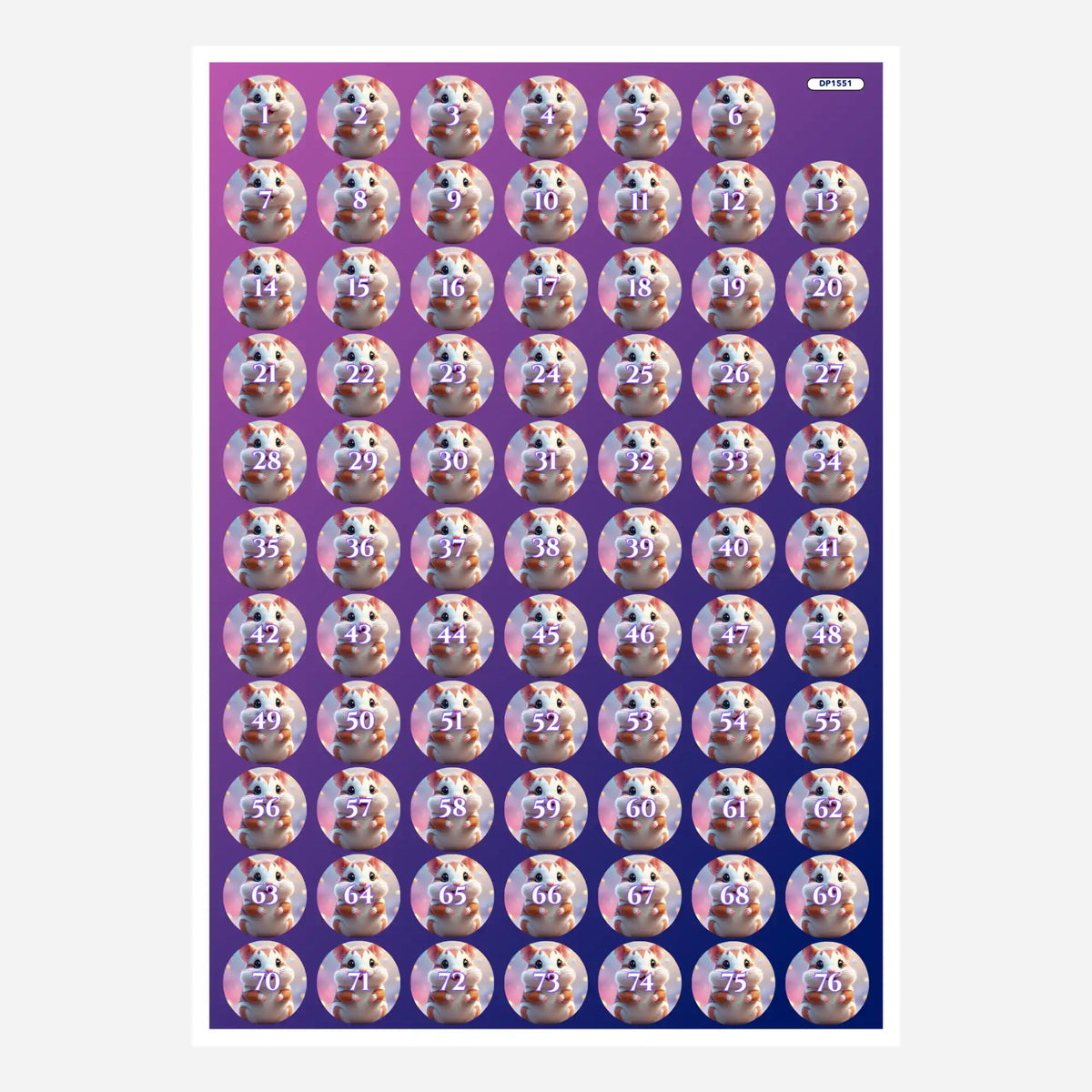 Bunte Diamond Painting Döschenaufkleber mit niedlichem Hamster-Motiv für die einfache Sortierung der Steine.