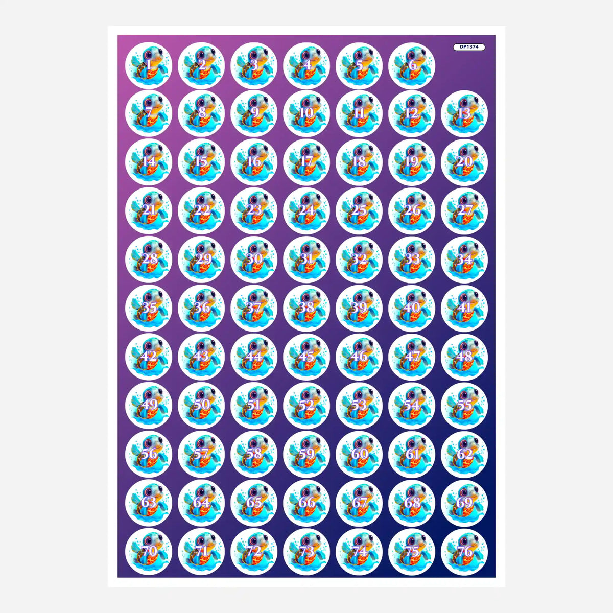 Döschenaufkleber-Set mit Schildkröten-Motiv für Diamond Painting zur übersichtlichen Sortierung der Steine.