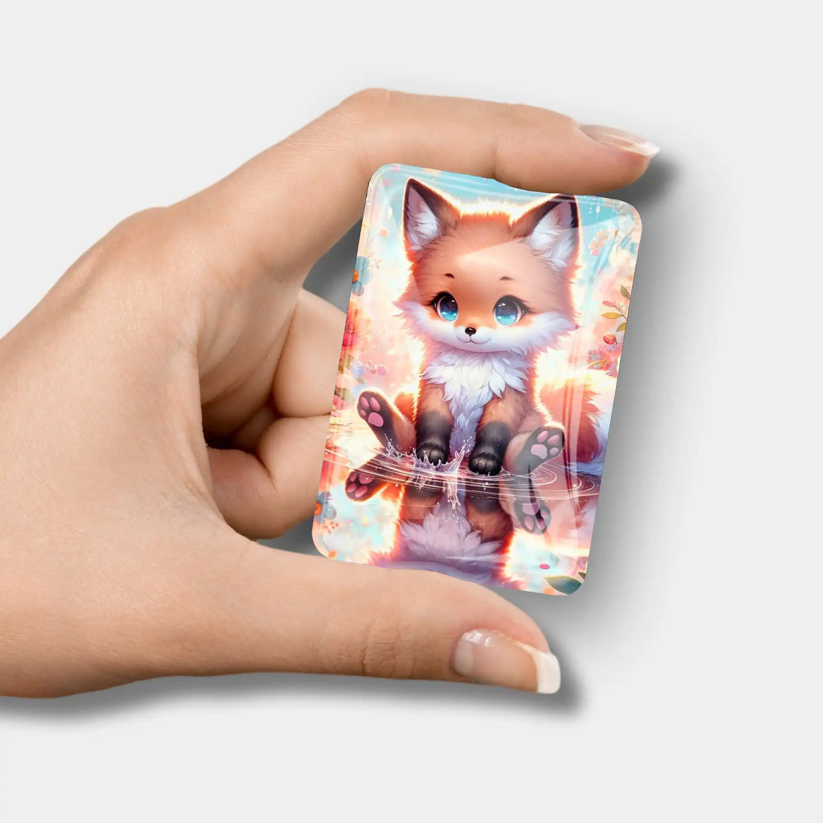 Glas Cover Minder mit süßem Fuchs-Motiv als glänzendes Zubehör für DIY Diamond Painting Projekte
