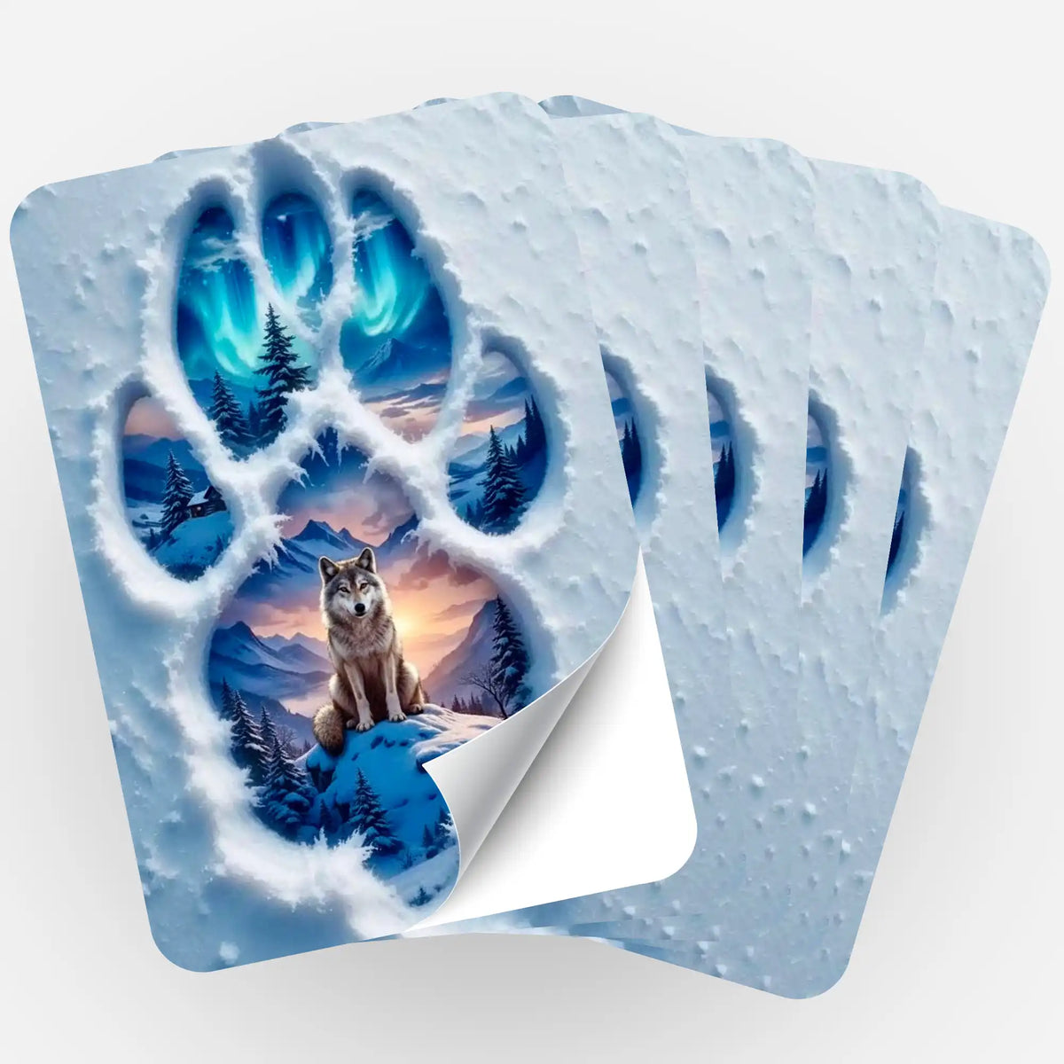5er-Set Aufkleber Spuren der Freiheit mit Wolfsmotiv für Diamond Painting und Malen nach Zahlen Organisation