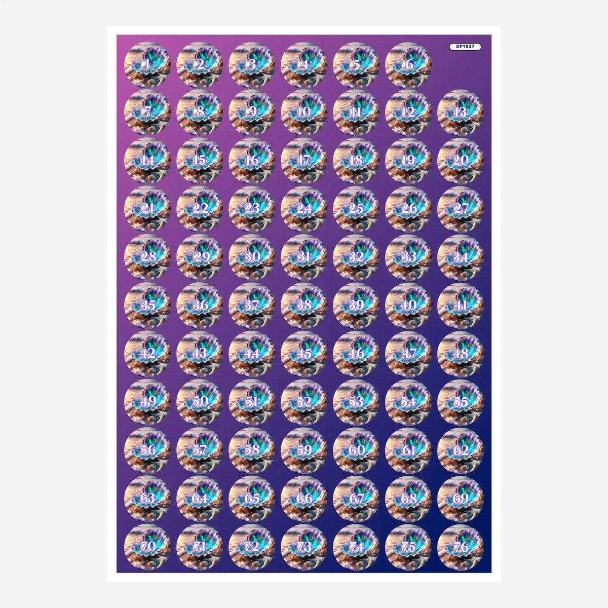 Döschenaufkleber für Diamond Painting Sortiersystem mit Motiv Innerer Schatz zur Organisation der Steinfarben