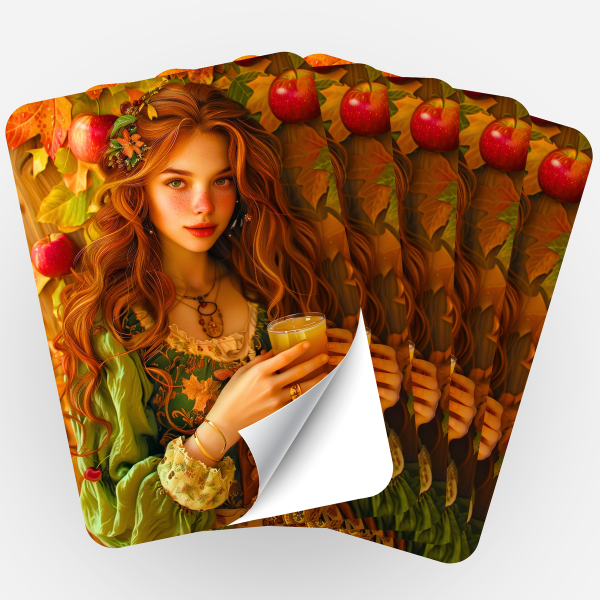 5er-Set Aufkleber Apfelmädchen Ruby von Susen Pfifferling perfekt für Organisation im Diamond Painting Hobby