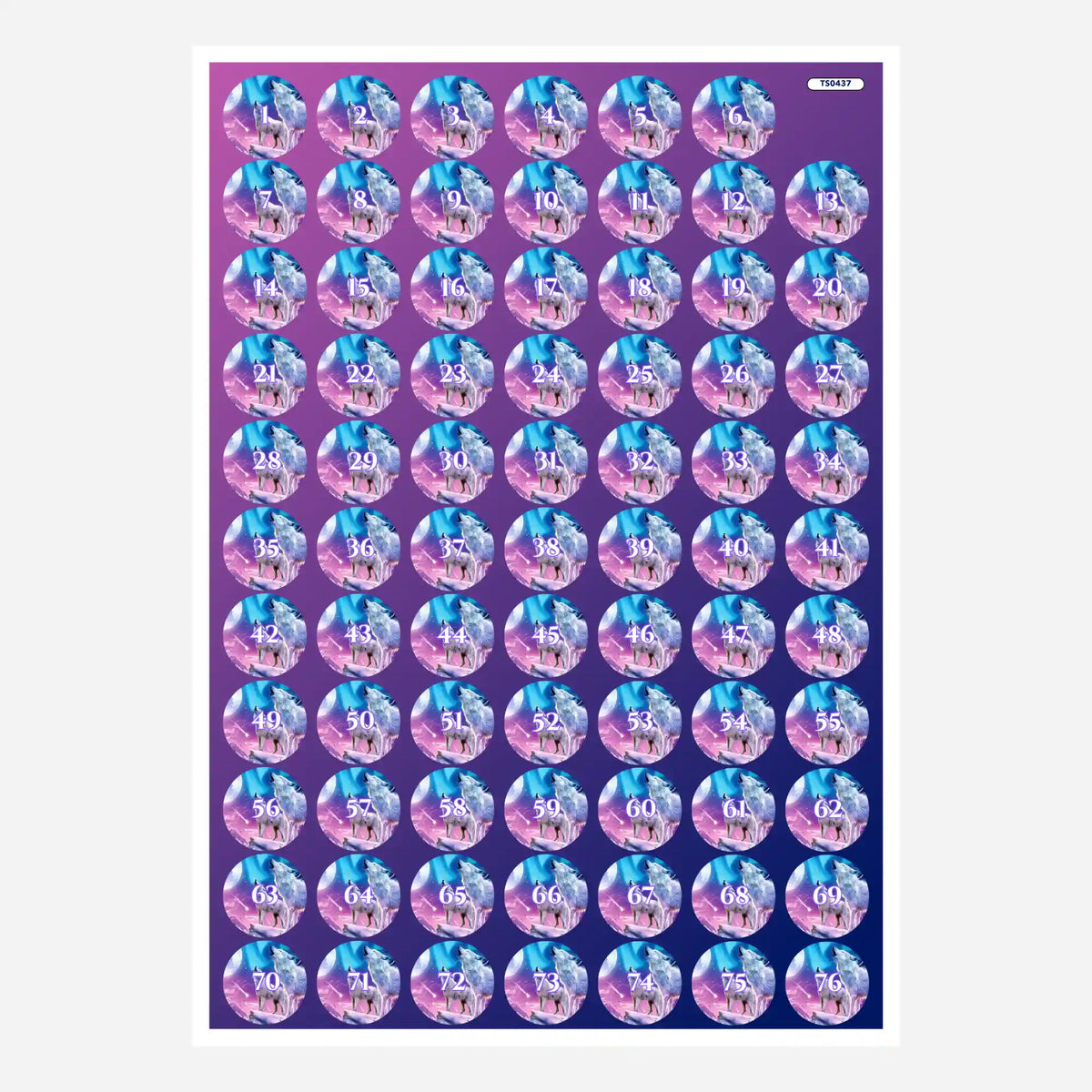 Döschenaufkleber-Set für Diamond Painting mit Wolf-Motiv zum Sortieren der Steinchen für dein nächstes Bastelprojekt.