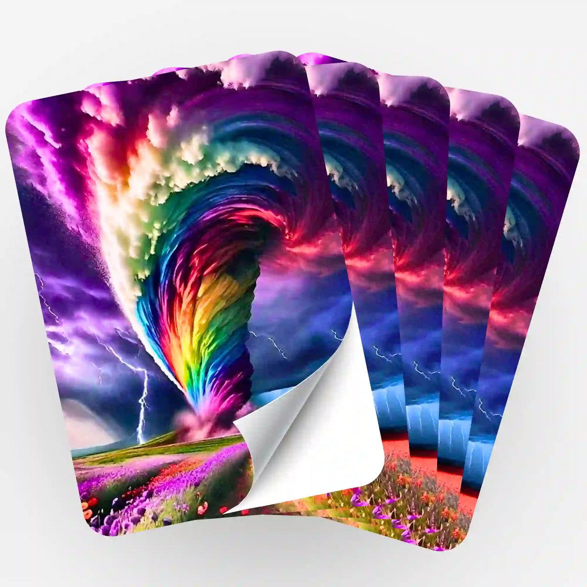 Fächer von 5 Picmondoo Aufklebern mit buntem Wirbelsturm der Farben Motiv für Diamond Painting Zubehör