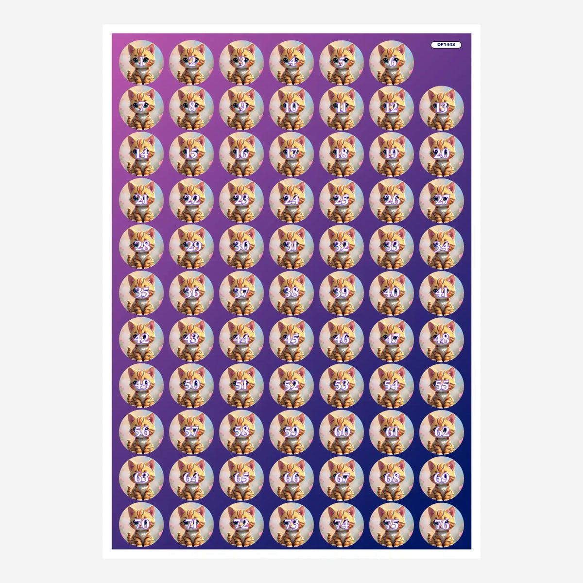 Döschenaufkleber-Set mit süßen Kätzchen-Motiven zum Organisieren von Diamond Painting Steinen und Zubehör
