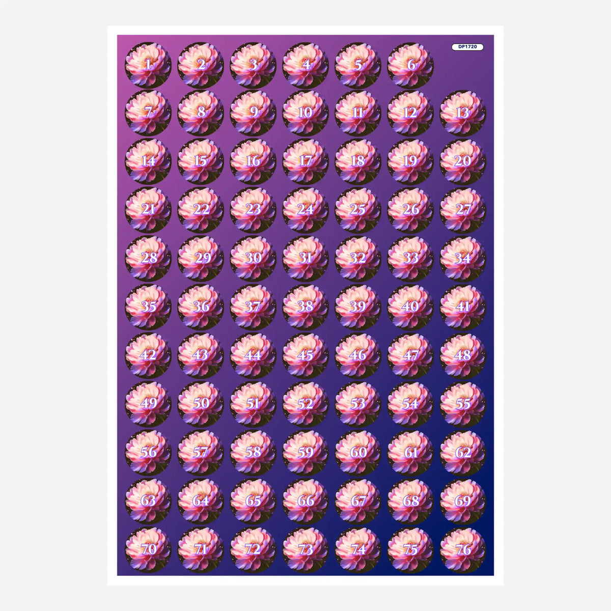 Bunte Diamond Painting Döschenaufkleber mit Pfingstrosen-Motiv zur Sortierung von Steinchen für DIY-Sets