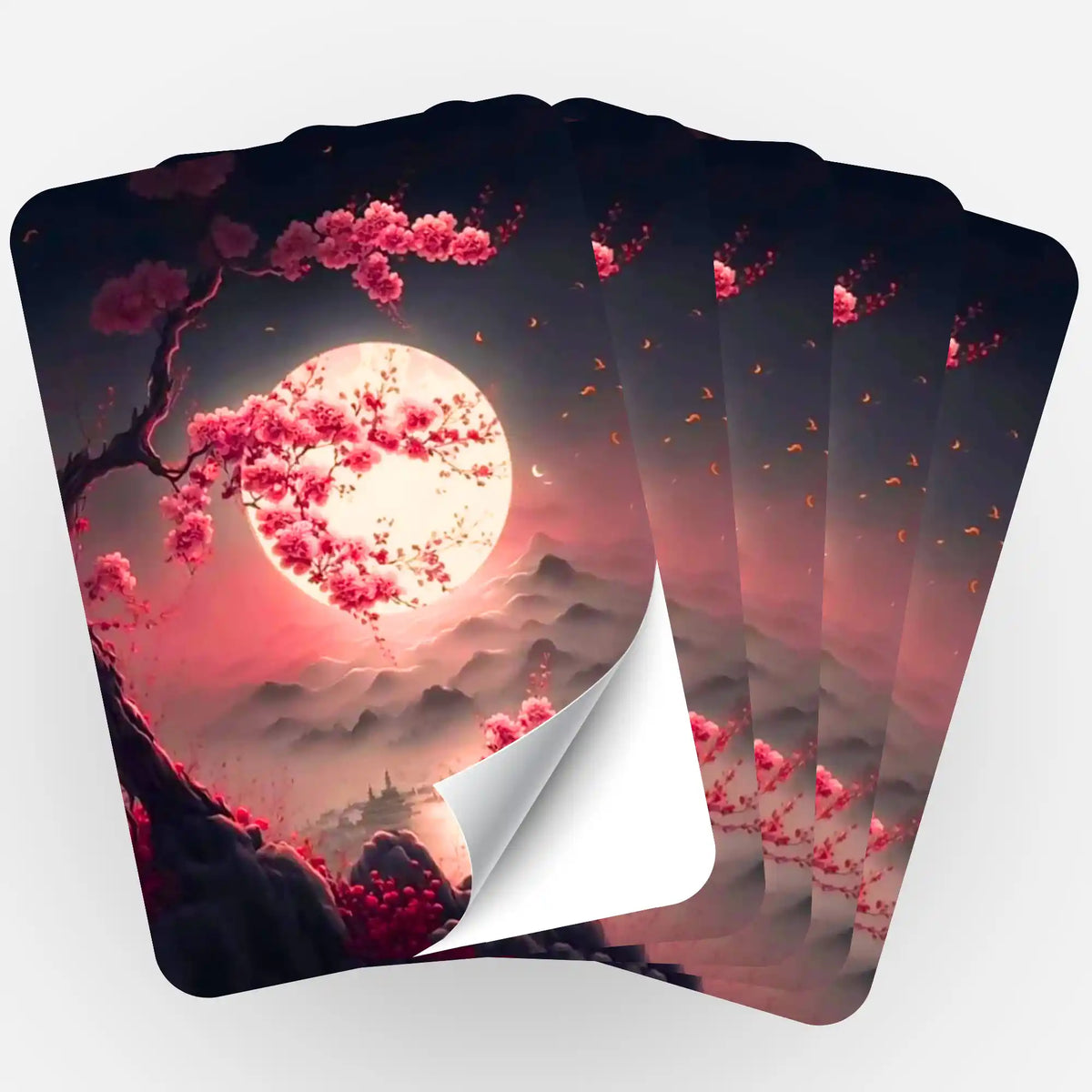 5er-Set Sticker Kirschblüten im Mondschein für Diamond Painting Organisation und Dekoration von picmondoo