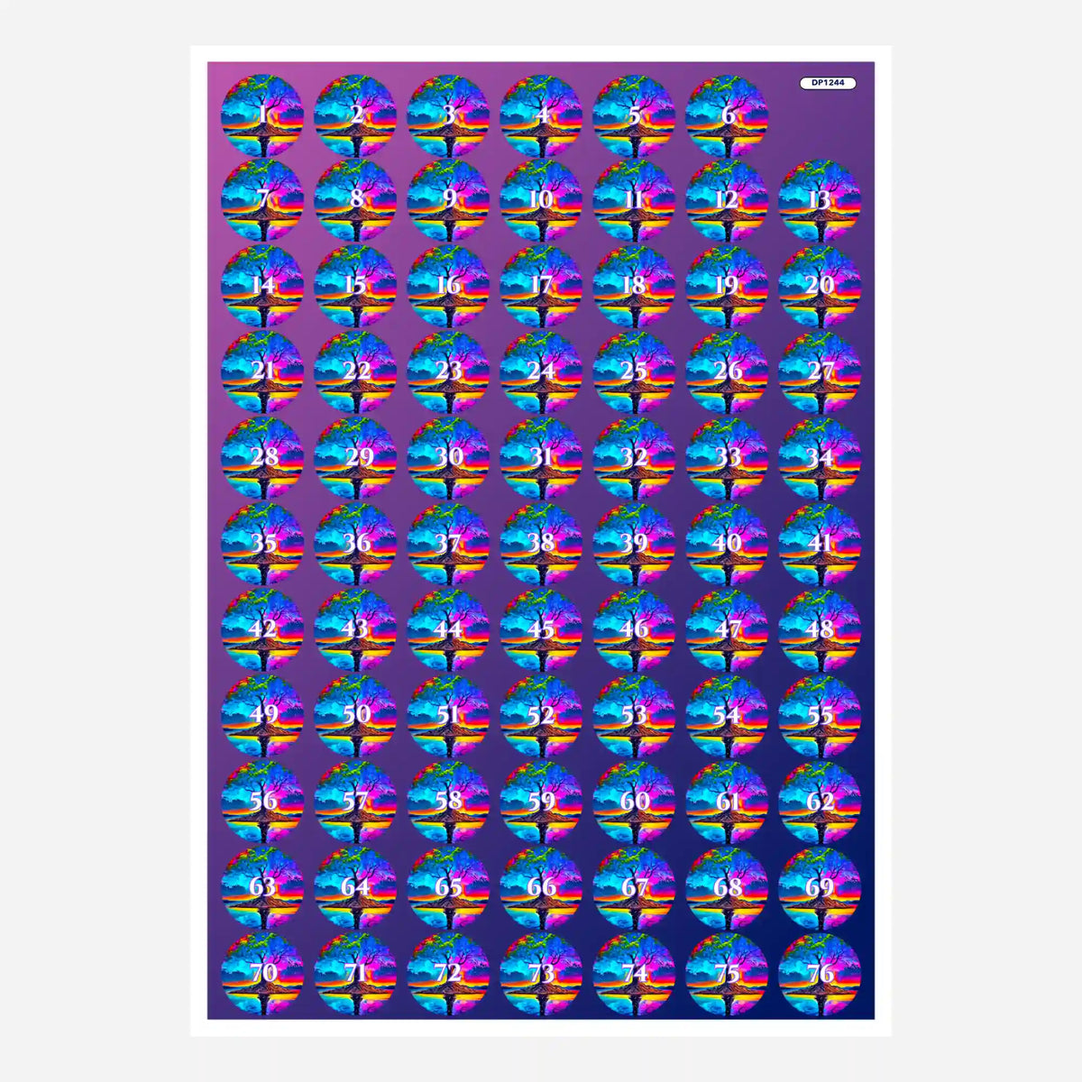 Bunte Diamond Painting Döschenaufkleber mit Rainbow Tree Motiv zum Sortieren der Diamanten deiner Bastelsets