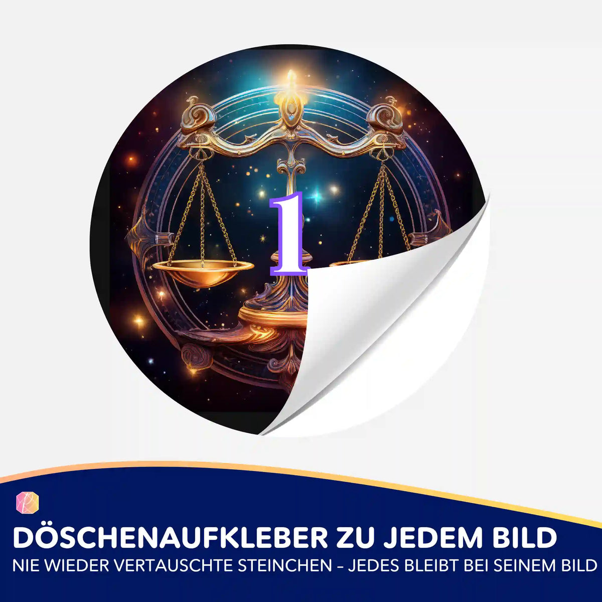 Runder Döschenaufkleber mit Waage-Sternzeichen Design für Diamond Painting Zubehör zur einfachen Sortierung der Steine