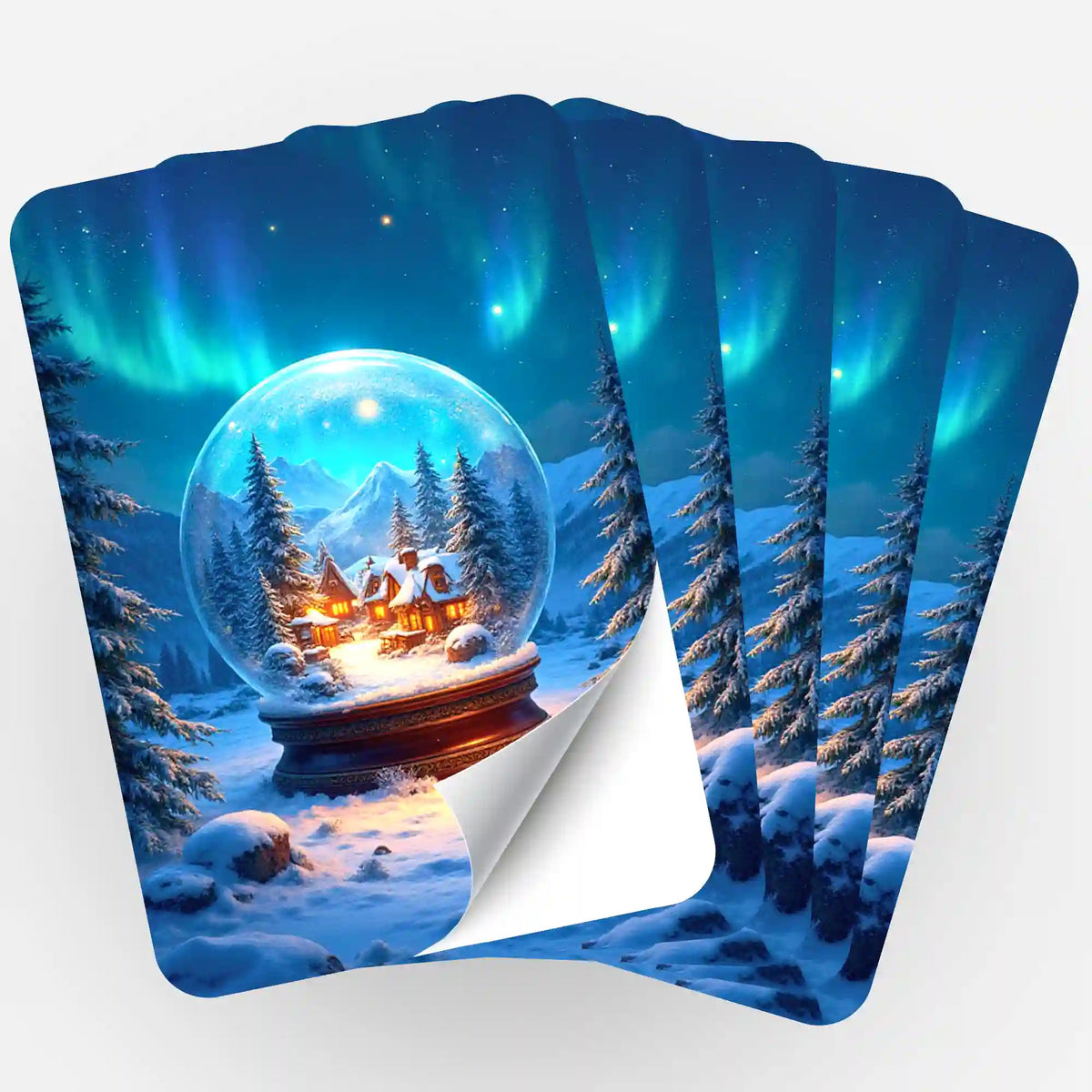 Picmondoo 5er-Aufkleber-Set Bewahrtes Licht für Diamond Painting Organisation mit winterlichem Schneekugel-Motiv