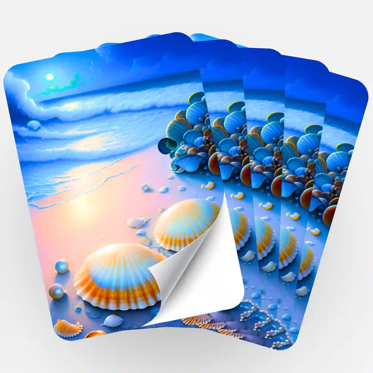 Fächer von 5 Picmondoo Aufklebern mit Strand-Motiv für Diamond Painting Zubehör und Organisation
