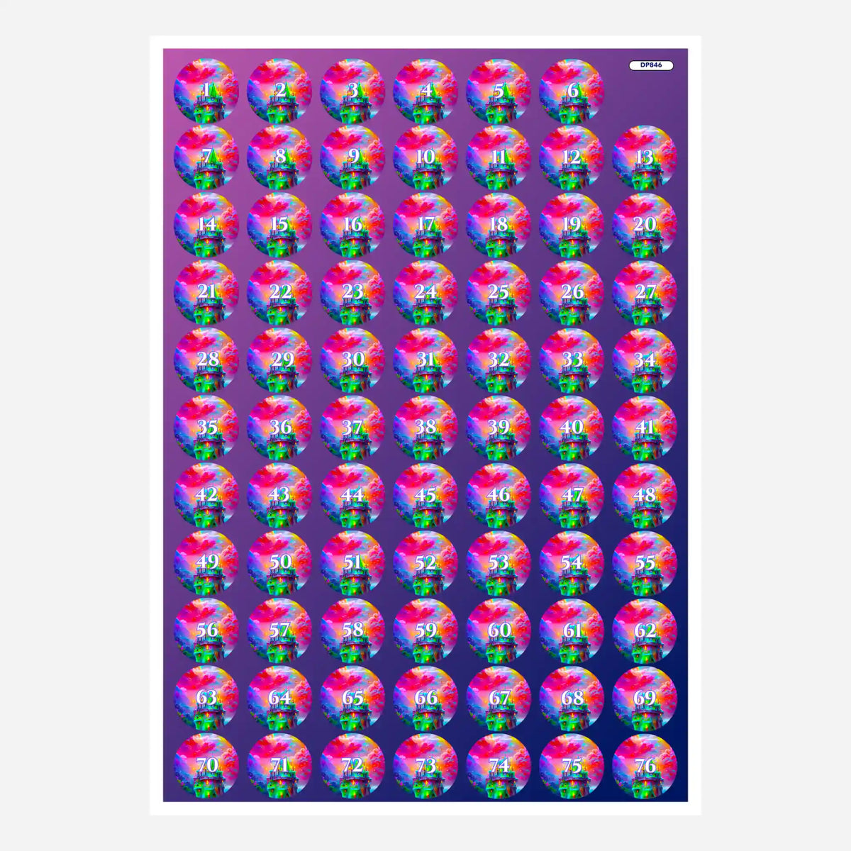 Bunte Diamond Painting Döschenaufkleber mit Fantasy-Motiv Traumland zur einfachen Organisation der Steinfarben