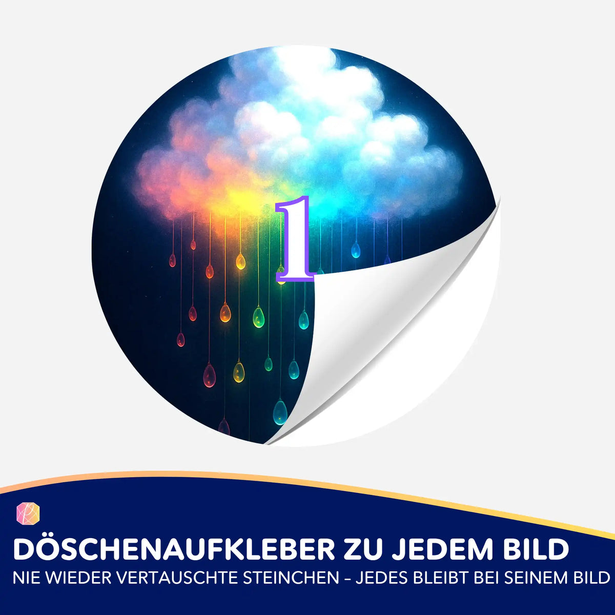Bunte Regenbogenwolke Döschenaufkleber für Diamond Painting Zubehör zur geordneten Aufbewahrung von Diamantsteinen