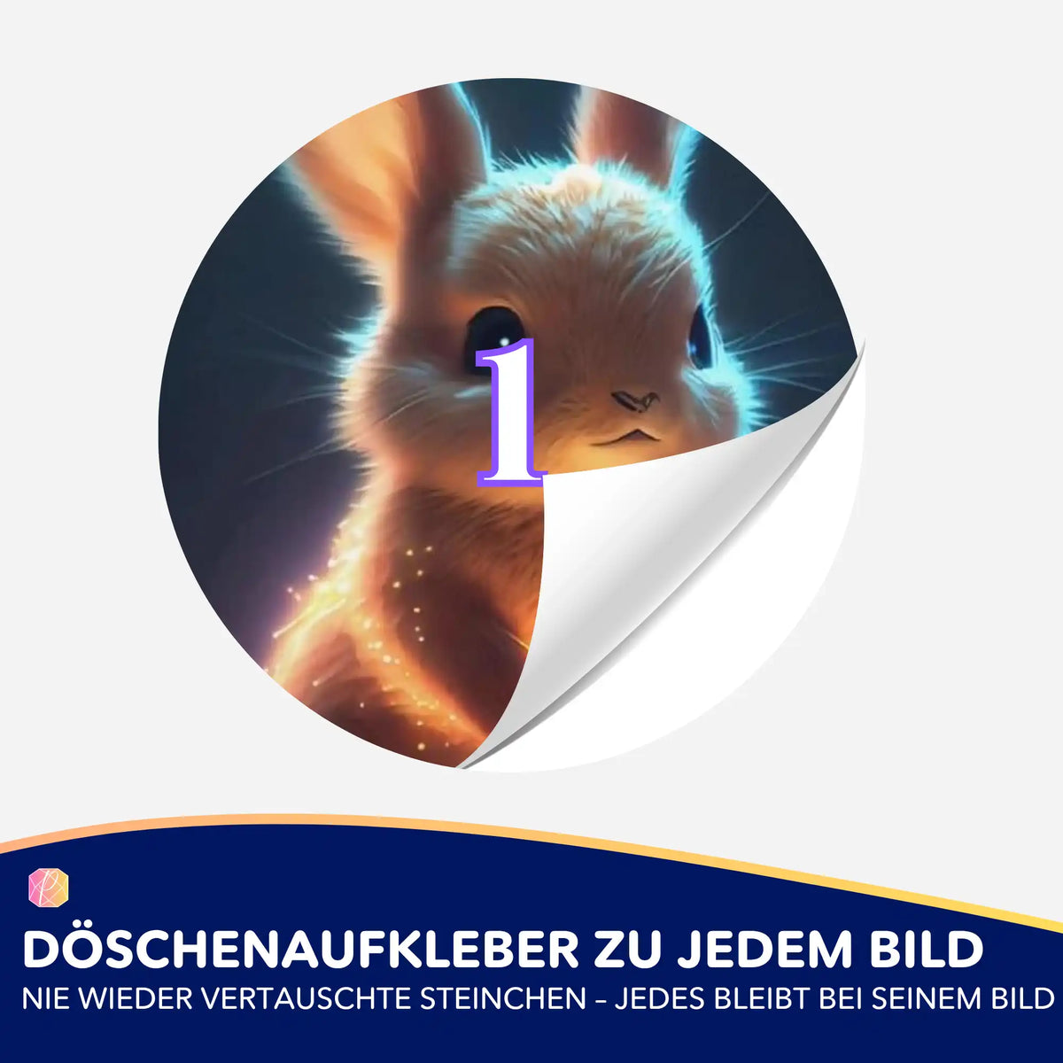 Runder Döschenaufkleber mit Funkelhäschen-Motiv für Diamond Painting Zubehör zur Ordnung der Steinfarben