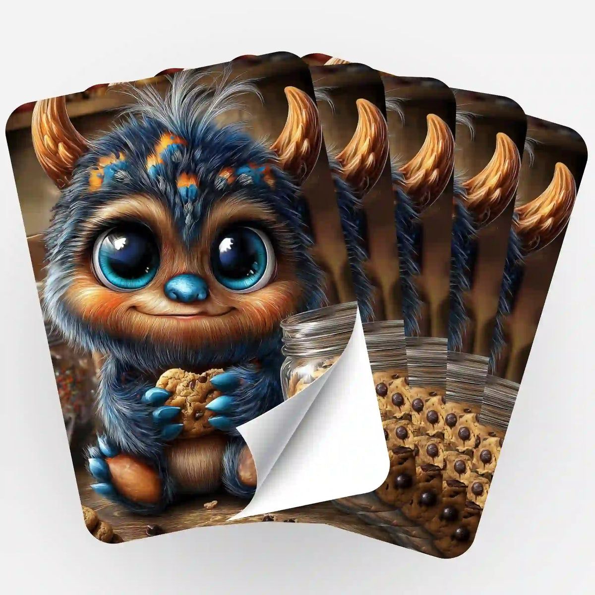 5er-Set Aufkleber für Diamond Painting Zubehör mit süßem Monster-Motiv Keksfrage zur Organisation deiner Bastelsets