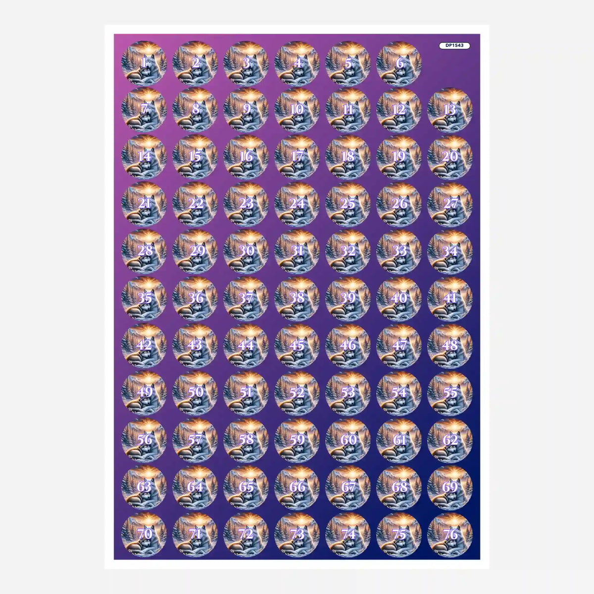Döschenaufkleber für Diamond Painting mit Wolfliebe-Motiv zur praktischen Sortierung der Diamanten-Farben.