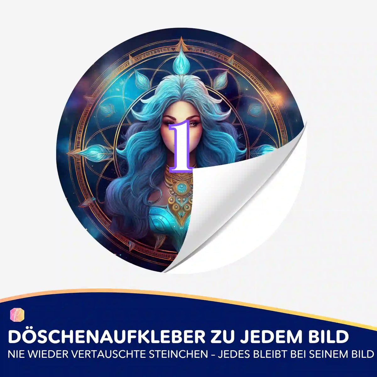 Döschenaufkleber für Diamond Painting mit Motiv Sternzeichen Jungfrau für eine organisierte Diamanten Painting Sortierung