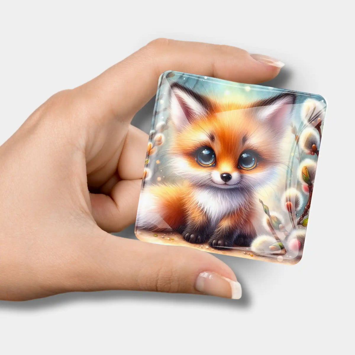 Glas Coverminder mit süßem Fuchs-Motiv für Diamond Painting Zubehör und Fixierung der Schutzfolie
