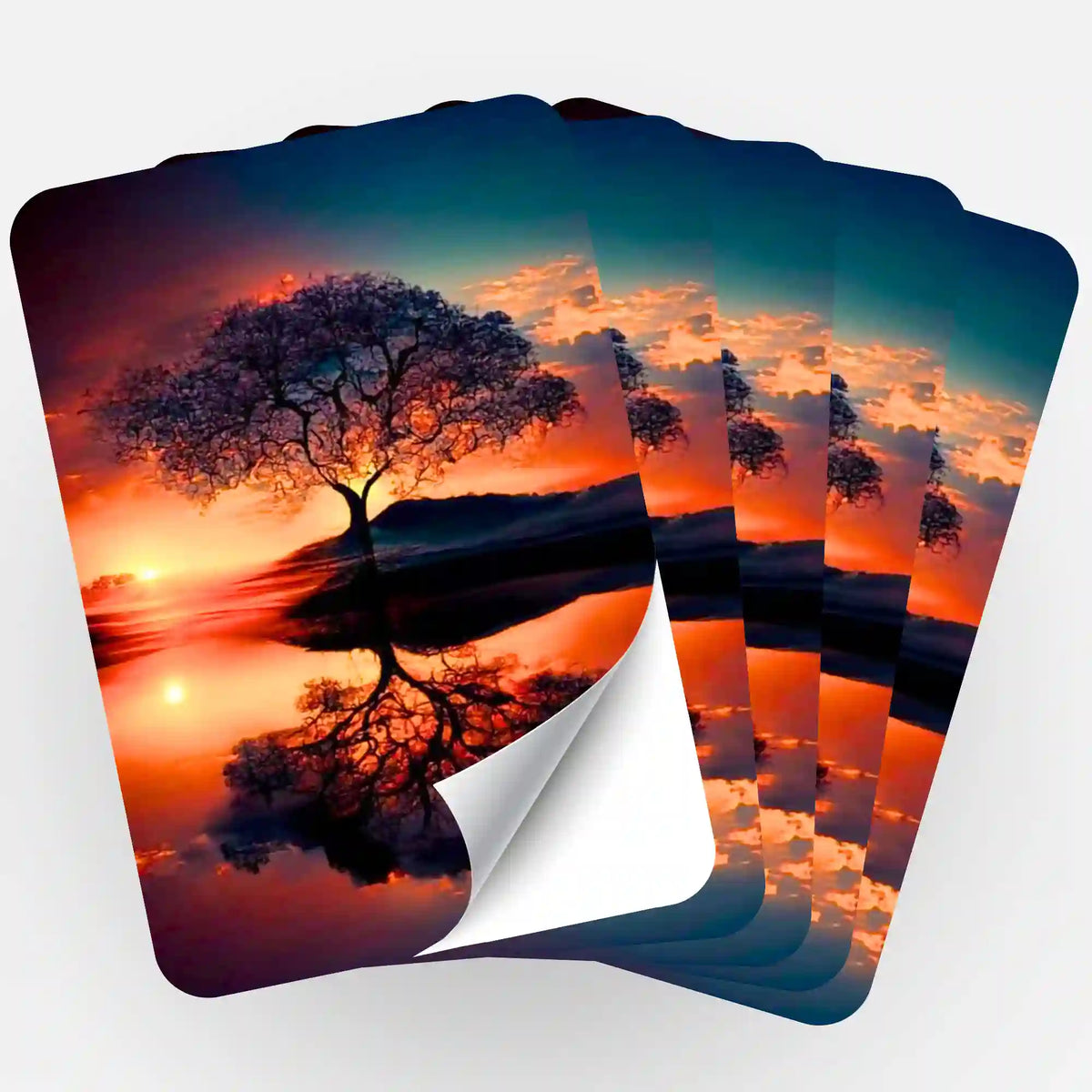 5er-Set Sticker für Diamond Painting mit Motiv Baum im Sonnenuntergang für bessere Organisation des Bastelzubehörs