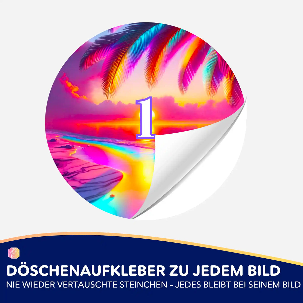 Bunter Zauberstrand Döschenaufkleber zur Organisation von Diamond Painting Steinchen