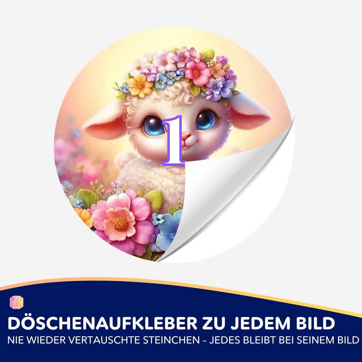 Döschenaufkleber mit niedlichem Osterlämmchen Motiv für die Diamond Painting Aufbewahrung und einfaches Sortieren