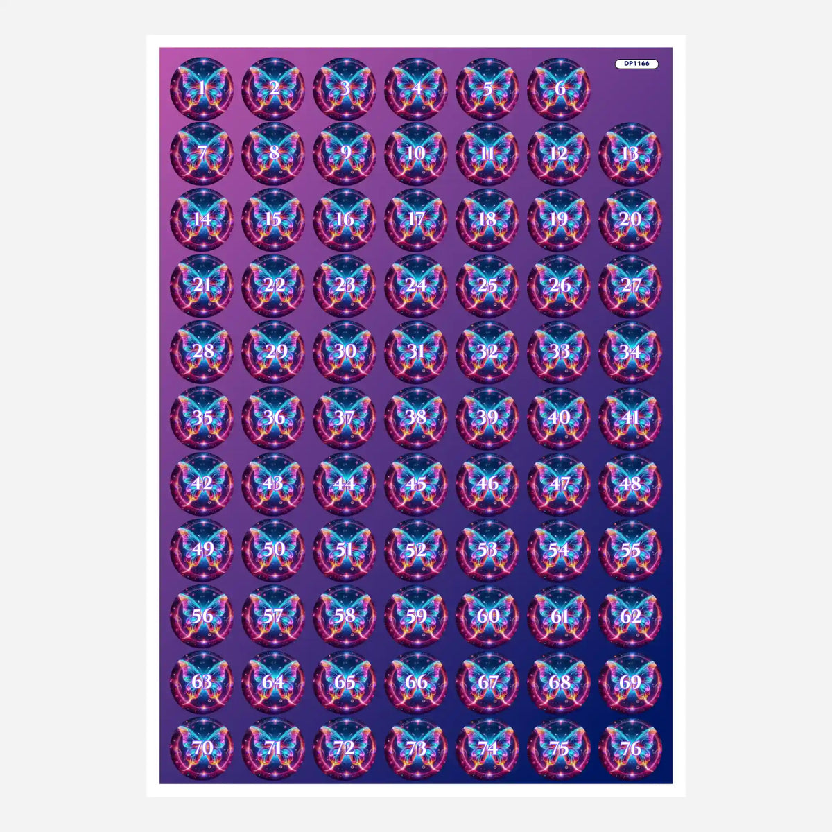 Bunte Aufkleber für Diamond Painting Döschen mit Schmetterlings-Motiv zur professionellen Steinsortierung