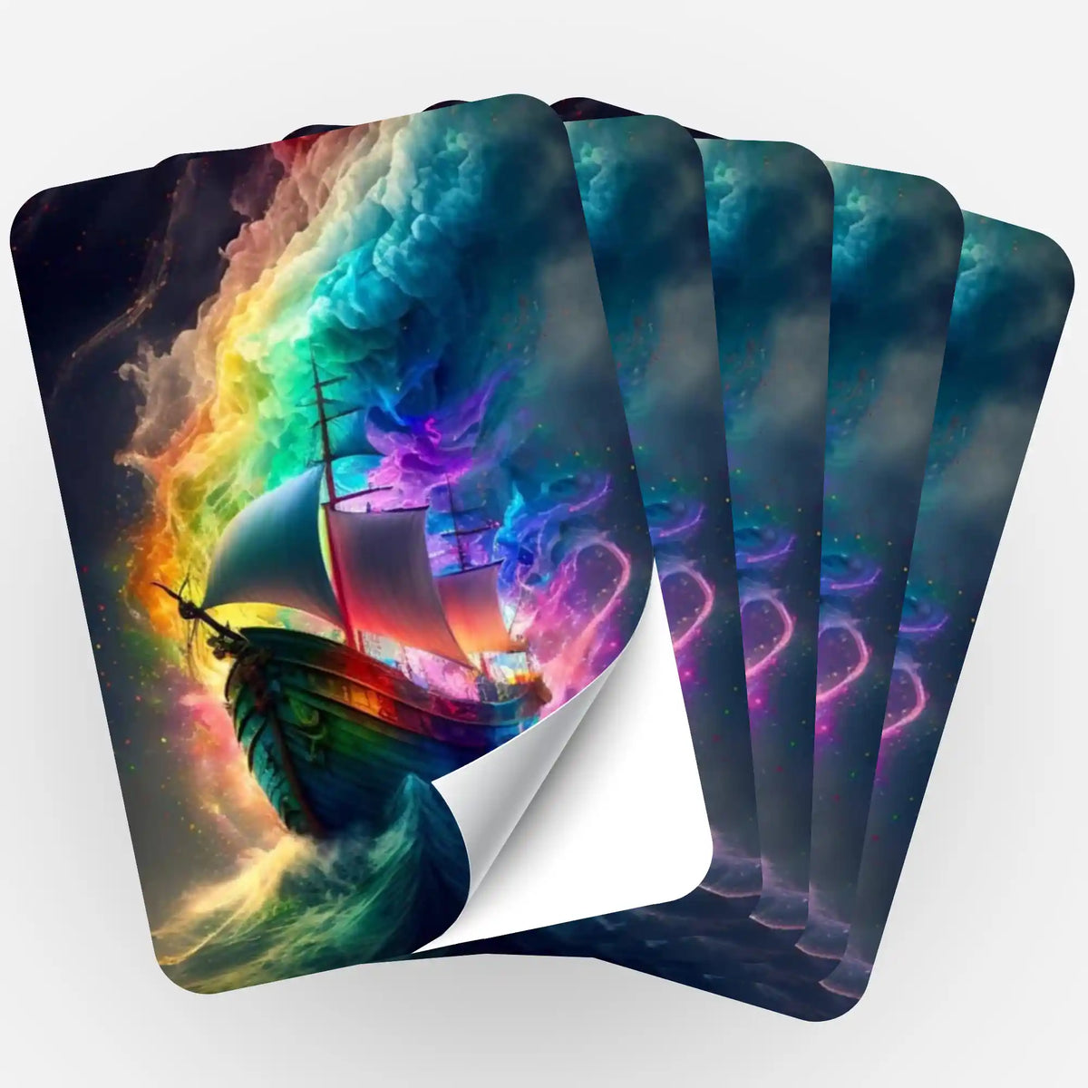 5er-Set Sticker mit bunten Diamond Painting Schiff-Motiv, ideal zur Organisation deines Diamanten Painting Hobbys