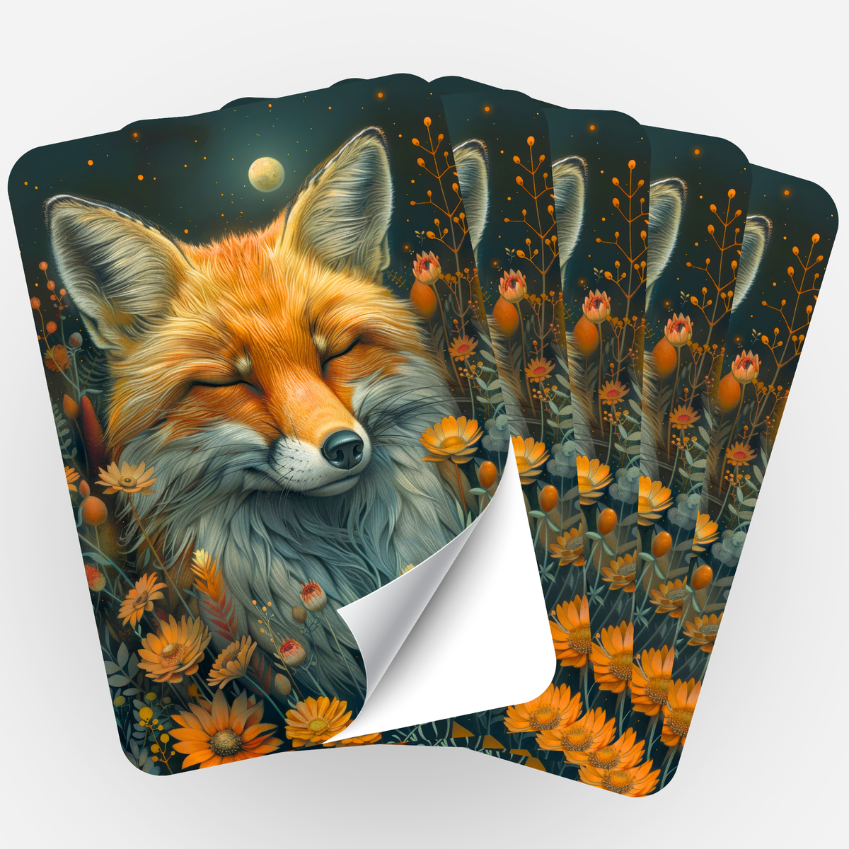 5er-Set Fuchs-Aufkleber Susen Pfifferling Foxy Dreams zur Organisation von Diamond Painting Sets
