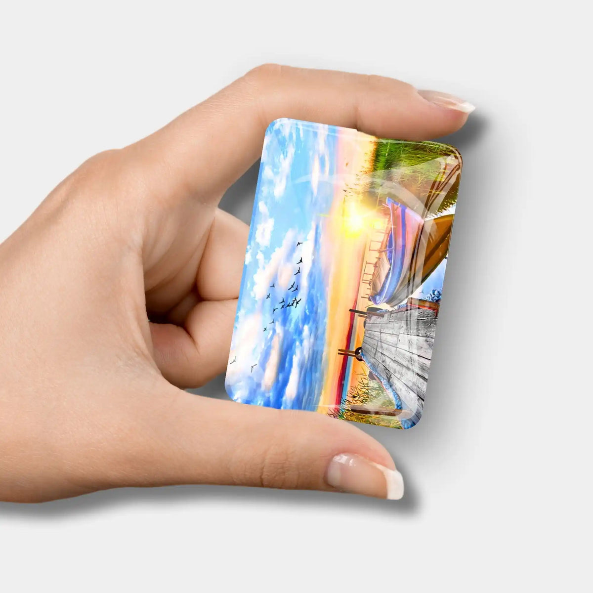 Glas Cover Minder mit Motiv Sonniger Abend am See für Diamond Painting Zubehör und Fixierung der Leinwand