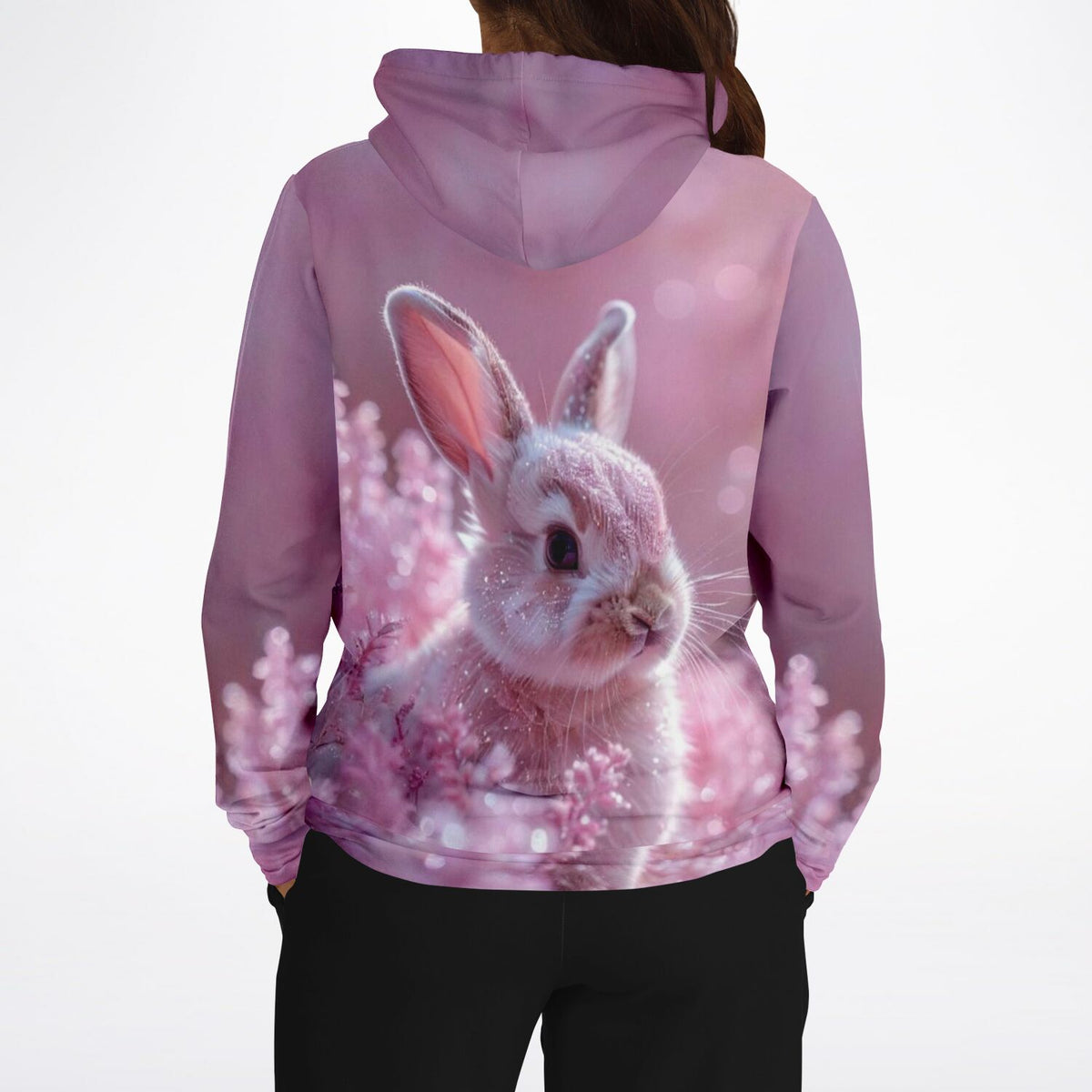 Dreamer Hoodie Sweet Pinki mit süßem Hasen-Motiv in Rosa – Stil inspiriert von Diamond Painting und Malen nach Zahlen