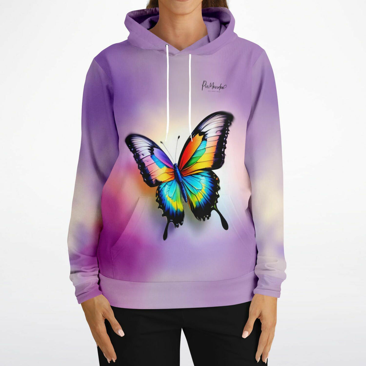 Lila Dreamer Hoodie mit buntem Schmetterlings-Motiv für Fans von Diamond Painting und kreativen Hobbys