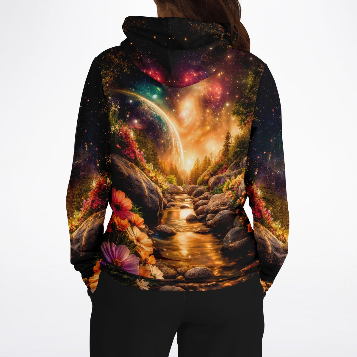 Dreamer Hoodie mit farbenfrohem Galaxy-Landschaftsmotiv, ideal für Fans von Diamond Painting und kreativen Designs.