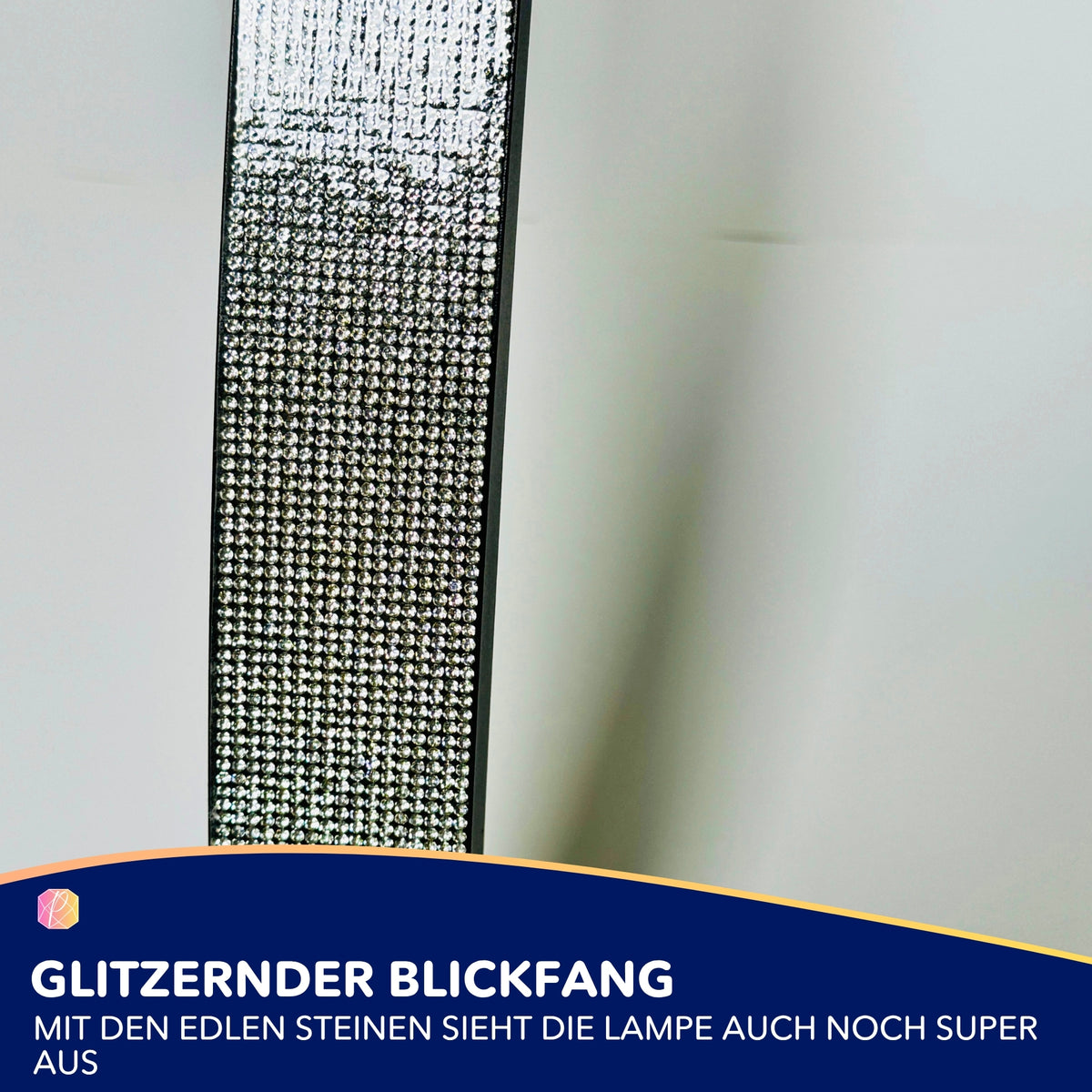 Schwarze LED Bogenlampe mit glitzernden Steinen als exklusives Diamond Painting Zubehör für kreatives Basteln