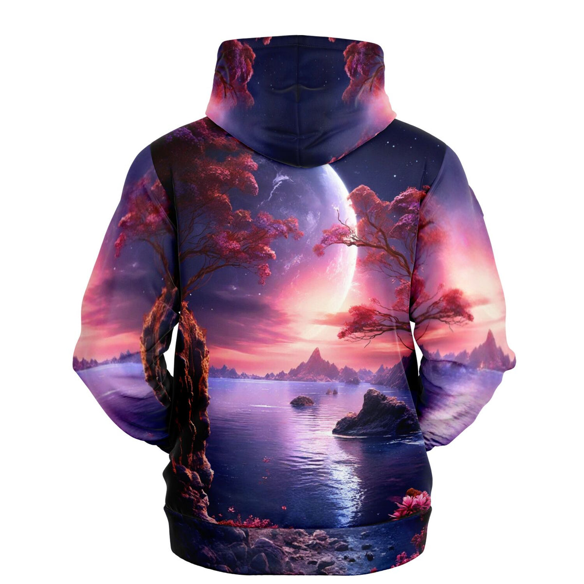 Dreamer Hoodie Traum von Lunara mit mystischer Mond-Landschaft und verträumtem AOP-Design für Fans kreativer Kunst
