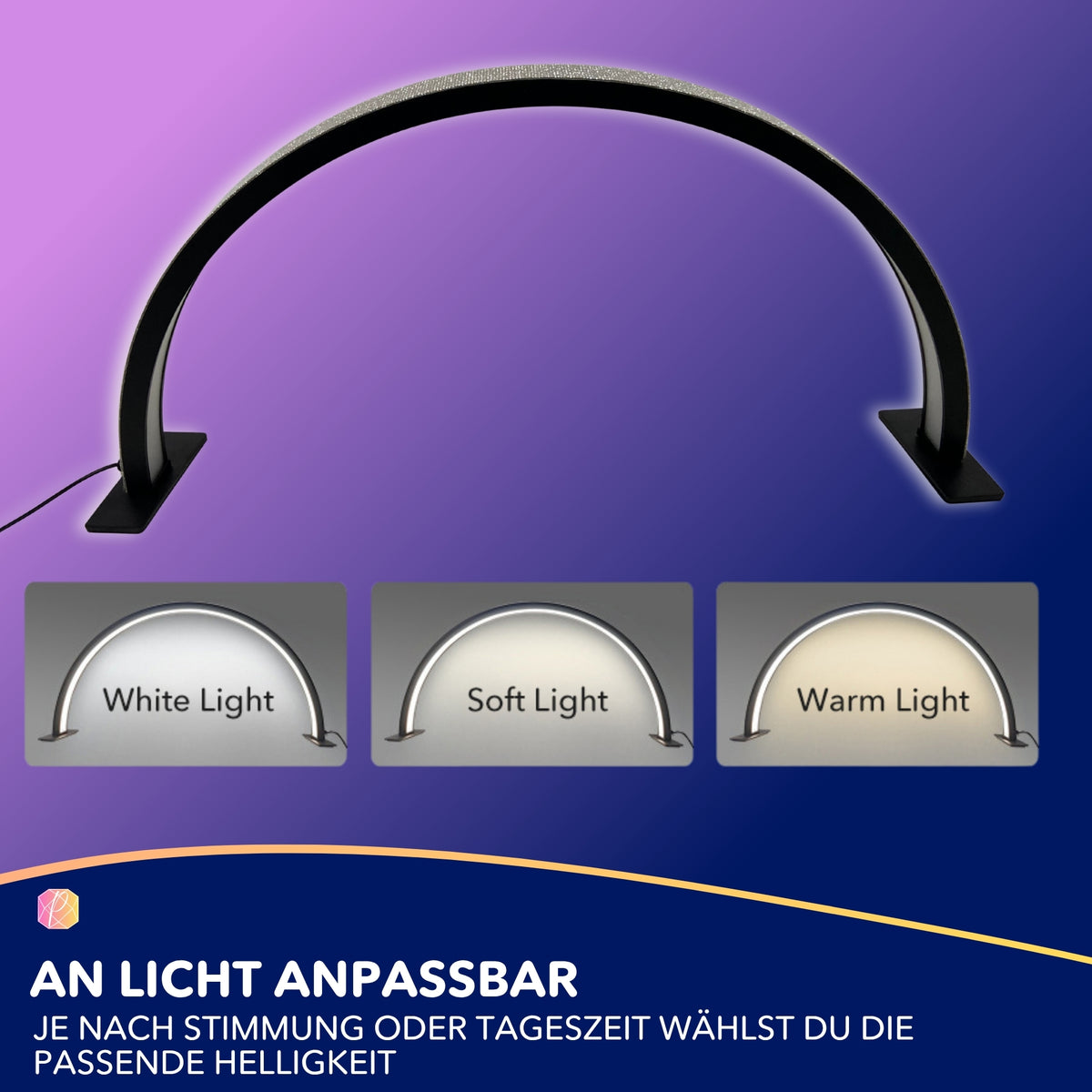 Schwarze LED-Bogenlampe als Diamond Painting Zubehör mit einstellbaren Lichtmodi für bequemes Basteln
