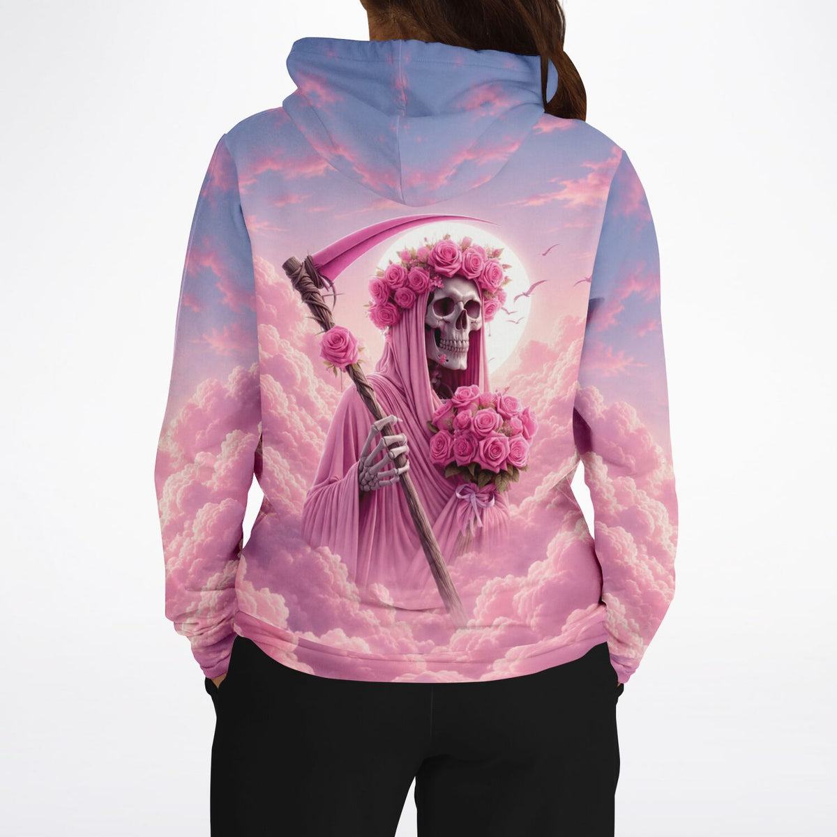 Dreamer Hoodie Rosenträume mit Totenkopf und Rosen-Motiv, inspiriert von Diamond Painting Ästhetik