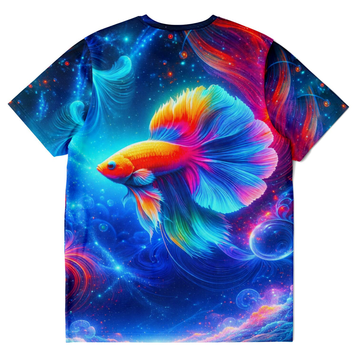 Dreamer T-Shirt mit buntem Kampffisch in einer magischen Unterwasserwelt, ideal für Diamond Painting und Kunst Fans.