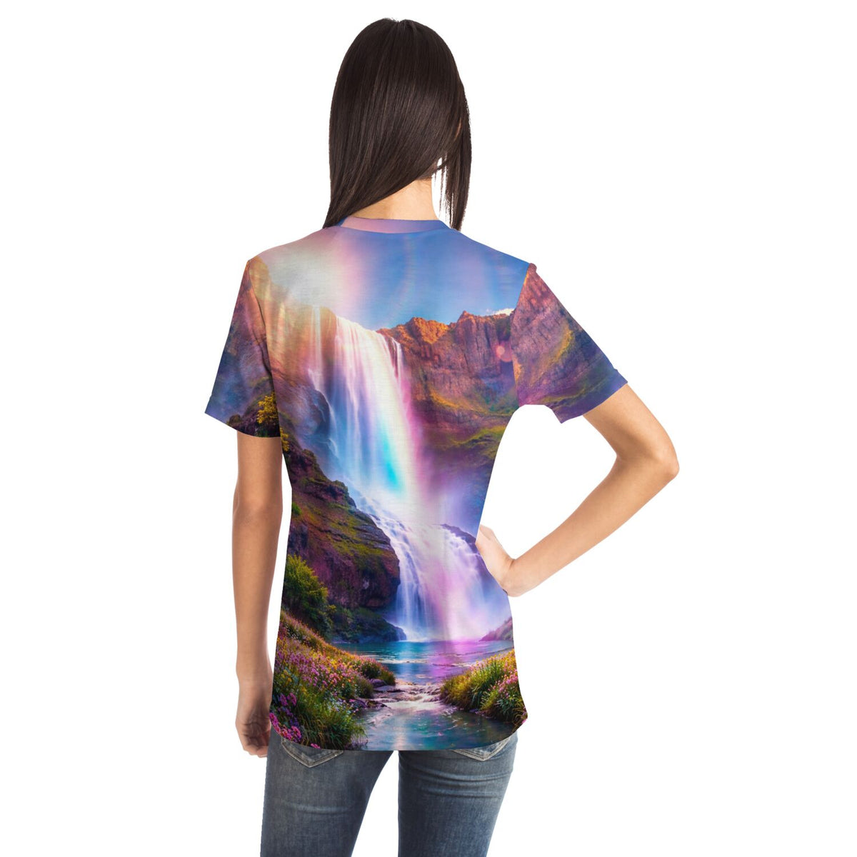 T-Shirt mit Glanz des Wasserfalls Motiv aus unserer Diamond Painting und Malen nach Zahlen Designwelt