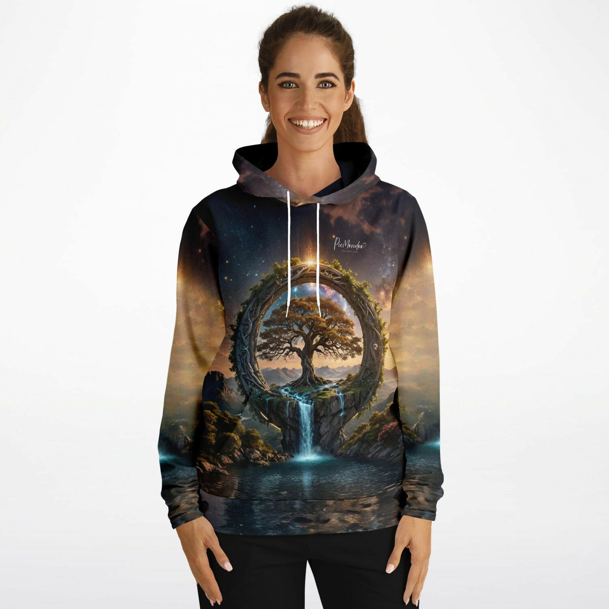 Dreamer Hoodie mit mystischem Baum des Lebens Motiv, passend im Stil zu Diamond Painting und Malen nach Zahlen Kunst.