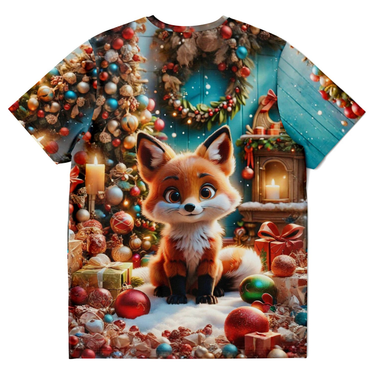 Dreamer T-Shirt mit niedlichem Fuchs, Weihnachtsbaum und Geschenken im festlichen Design für Diamond Painting Fans