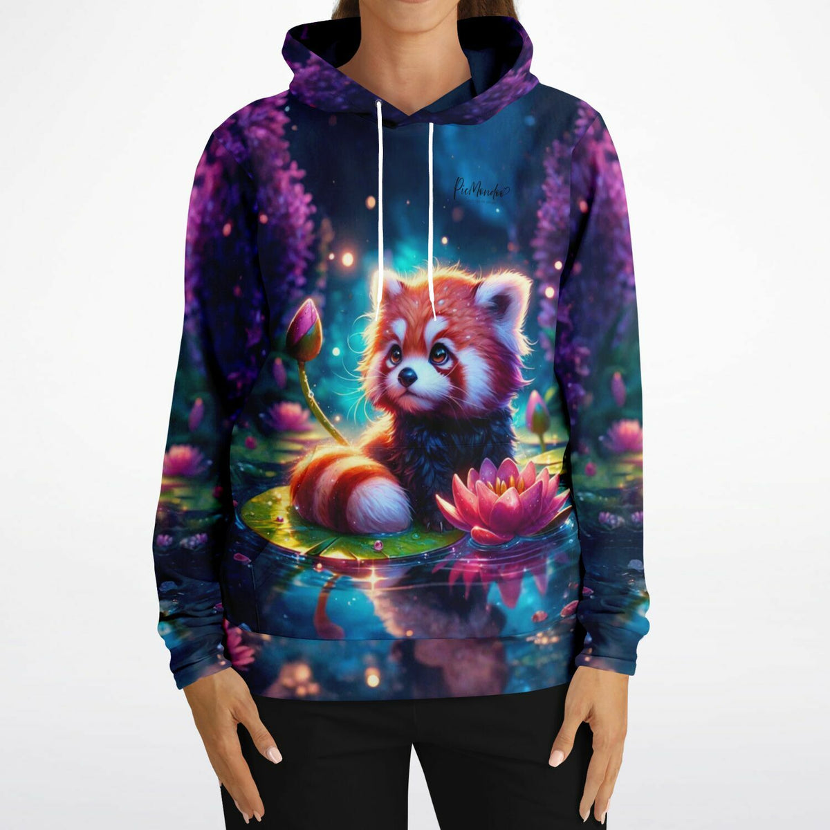 Dreamer Hoodie Miko mit süßem Roten Panda Motiv in leuchtenden Farben, inspiriert durch Diamond Painting Kunstwerke.
