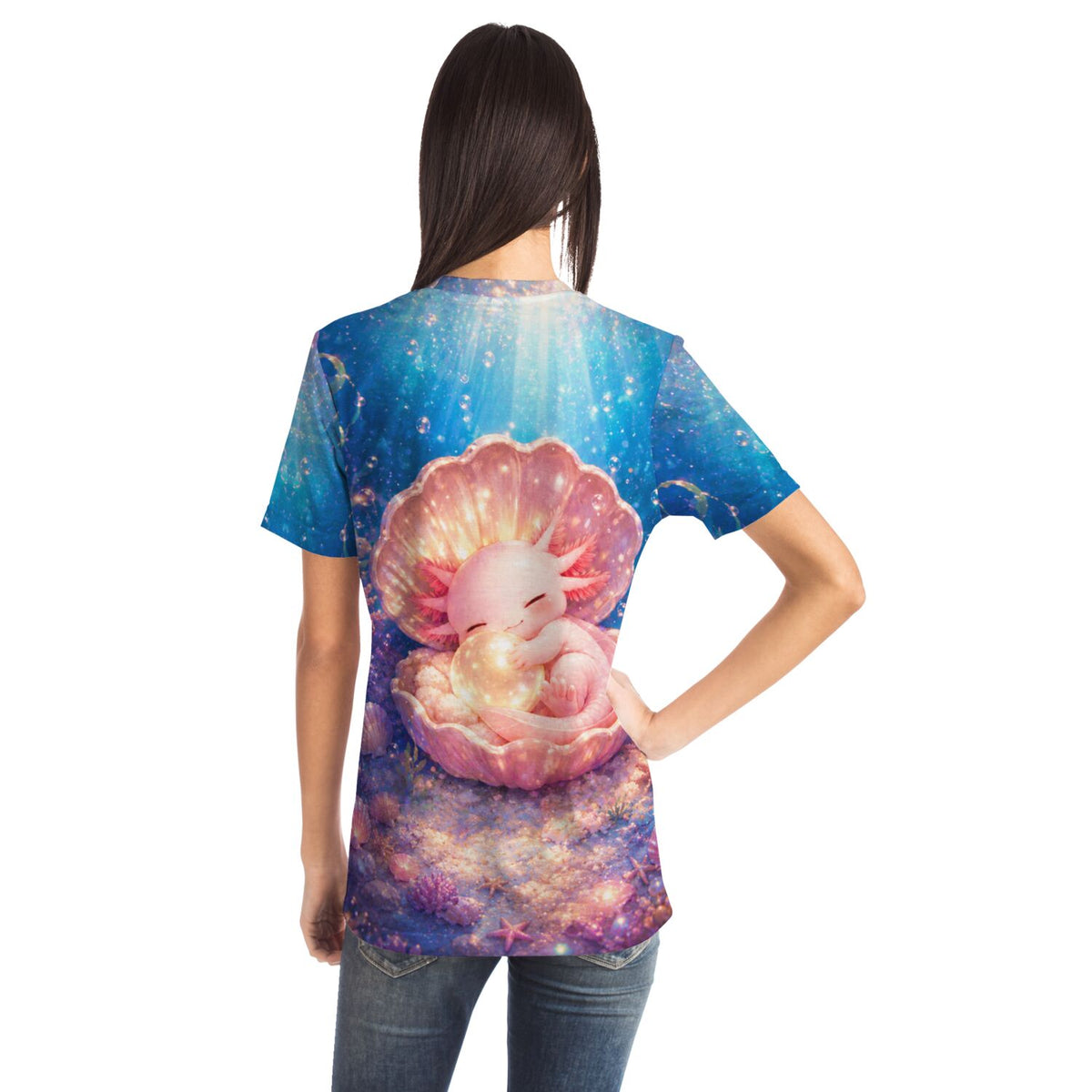 Dreamer T-Shirt mit Axolotl Little Hugs Motiv, ideal für Fans von Diamond Painting und Malen nach Zahlen Designs.
