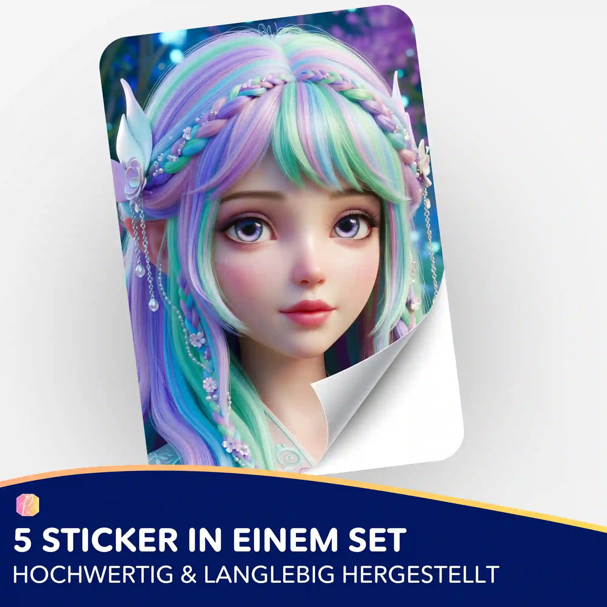 Picmondoo 5er-Set Aufkleber mit Feenprinzessin Elara Motiv zur Organisation von Diamond Painting und Bastelsets