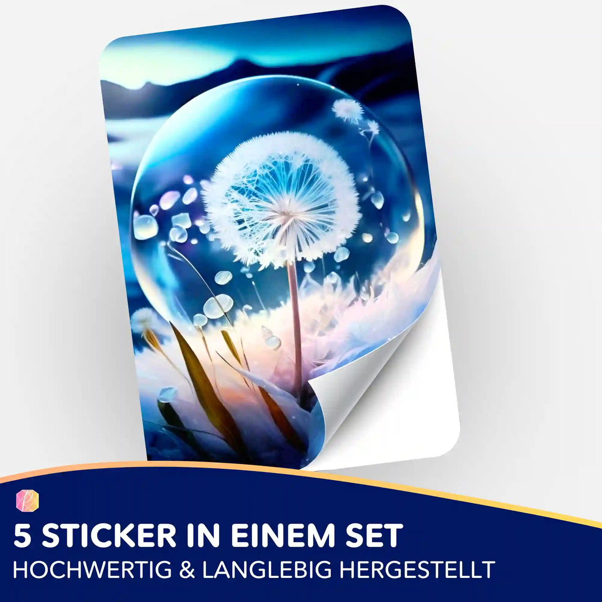 5er-Set Pusteblume Eiskristall Sticker zur Organisation für Diamond Painting und Malen nach Zahlen Bastelsets