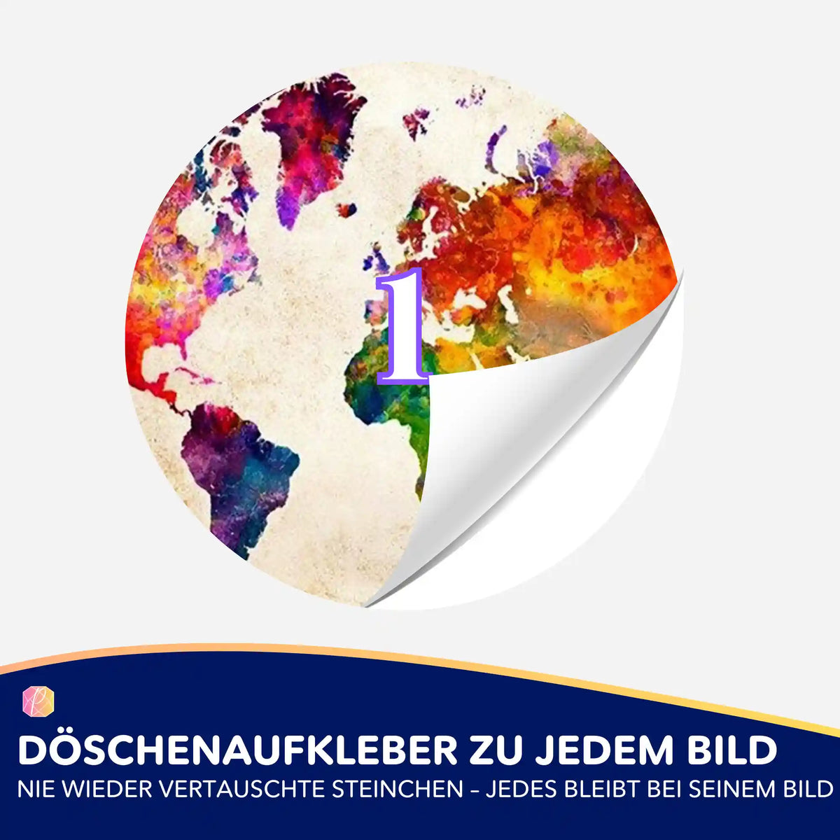 Bunte Weltkarte Aufkleber für Diamond Painting Döschen zum einfachen Sortieren der Steinfarben
