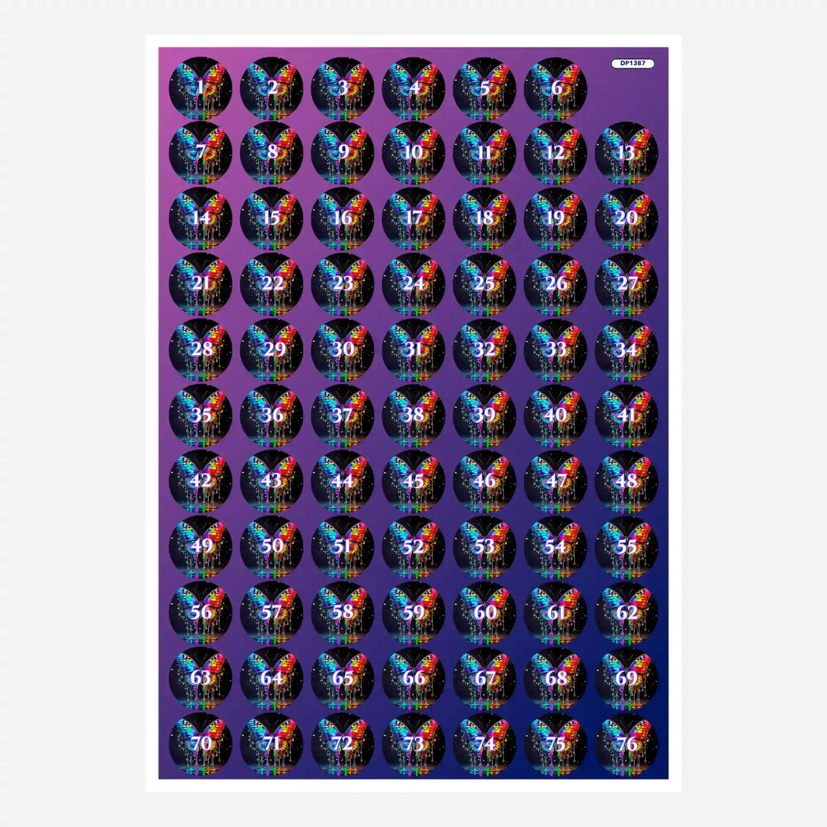 Bunte Schmetterling-Döschenaufkleber für Diamond Painting Zubehör zur optimalen Organisation deiner Diamanten-Steinchen.