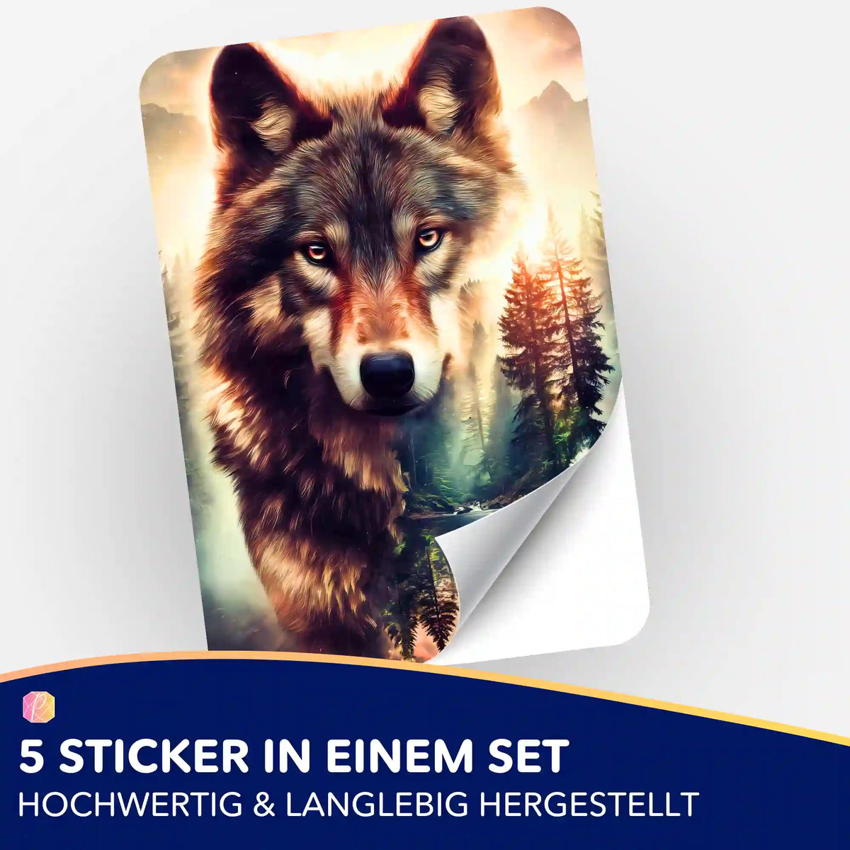 Picmondoo Wolf Sticker Geist des Waldes als Ergänzung für Diamond Painting und Bastelsets