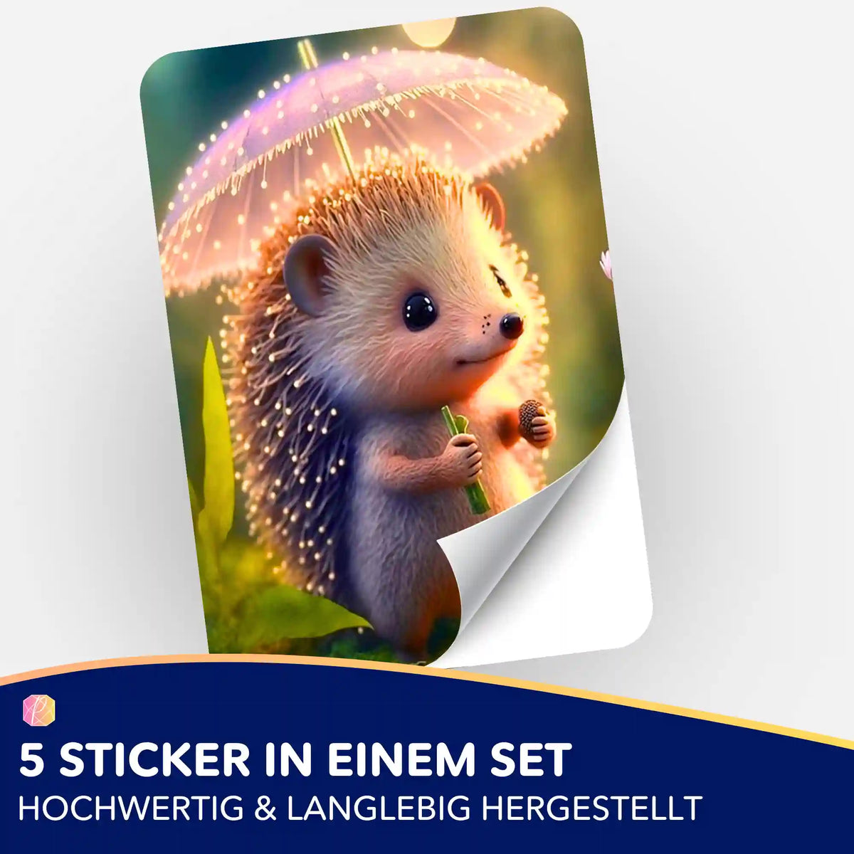 Picmondoo 5er-Aufkleber-Set mit süßem Igel-Motiv für Diamond Painting Dekorationen und Zubehör